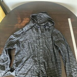 Striped Gray Hooded Shirt Bruno Linen blend XL